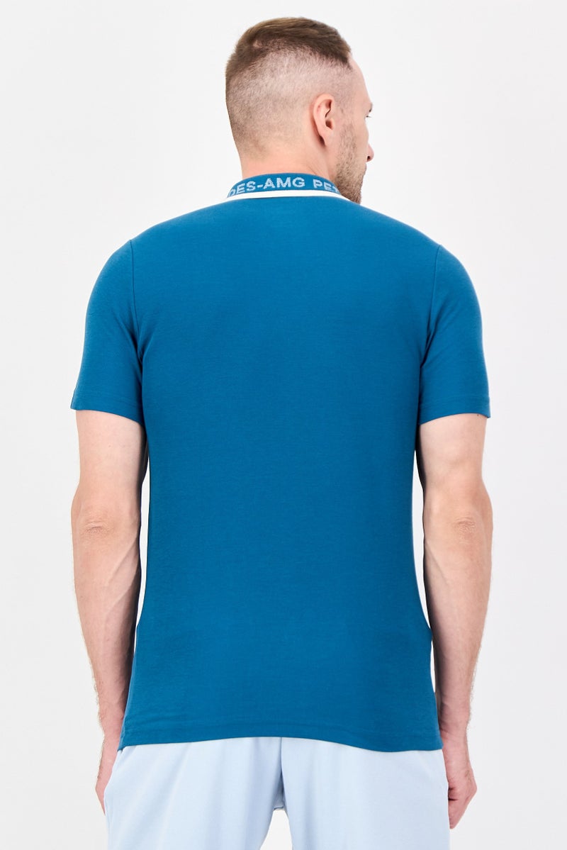 PUMA Men Sportswear Fit Short Sleeve Outdoor Polo Shirt, Teal Blue - Image 3